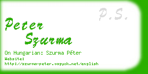 peter szurma business card